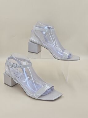 AGL Angie Patent Ankle-Strap Nasic Nude Block Heel Sandals Size EU 38.5 US 7.5